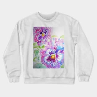 Purple Pansy Watercolor Painting Crewneck Sweatshirt